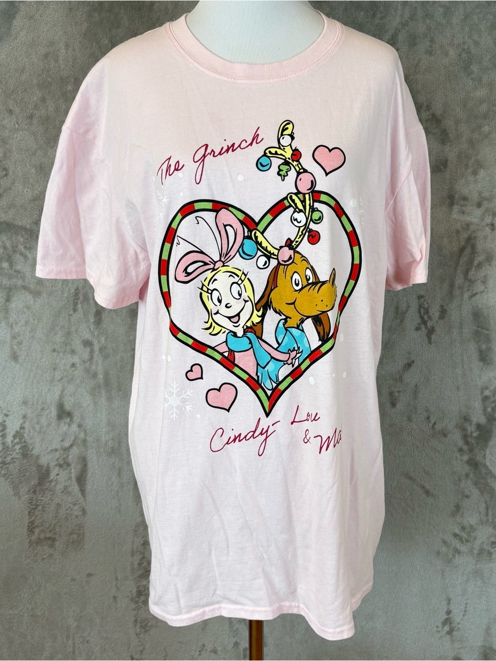 The Grinch Cindy Lou Who Christmas Valentines Day Graphic T-Shirt Sz L